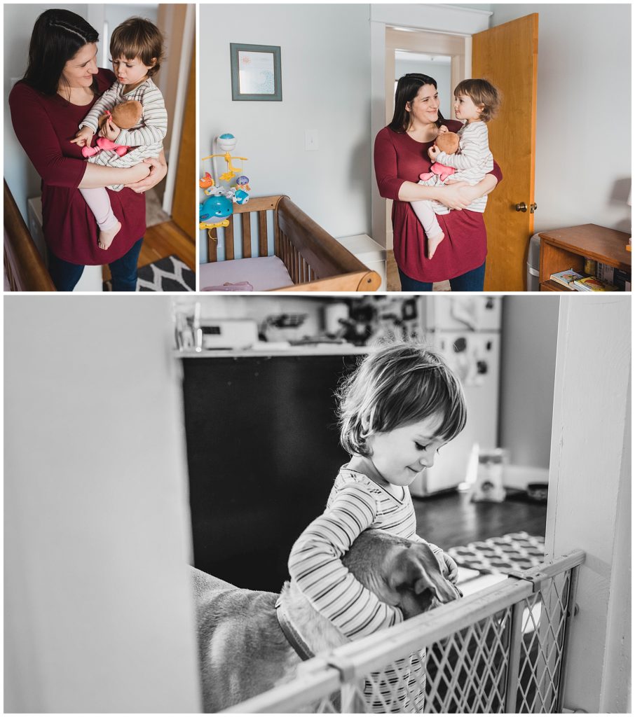 In home newborn photographer Upstate NY, big sister time 