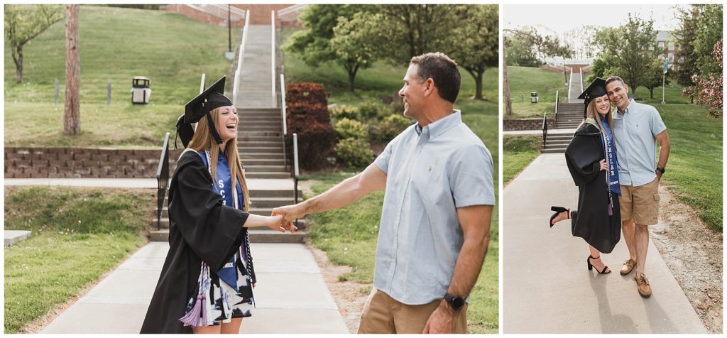 Family photographer Oneonta NY, dad with his college graduate