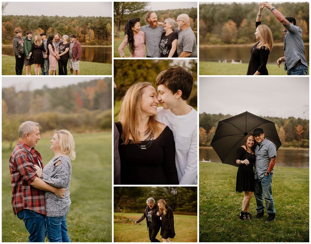 Upstate NY family photographer, extended family session in the rain
