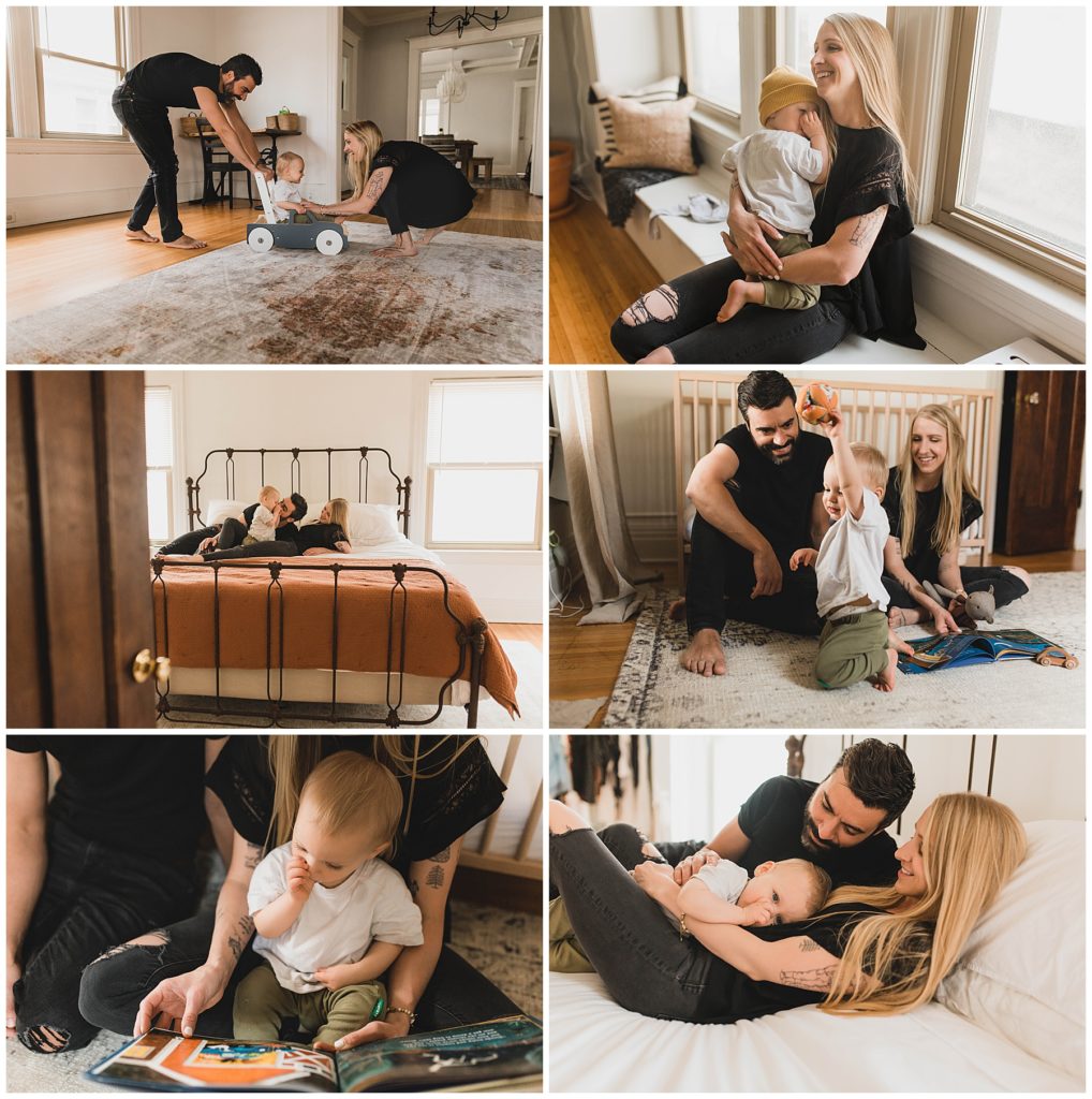 Upstate NY lifestyle photographer, family at home snuggling and playing 
