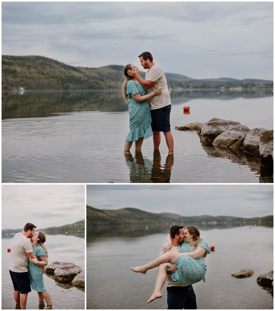 Cooperstown, NY Wedding Photographer, bride and groom to be in Otsego Lake